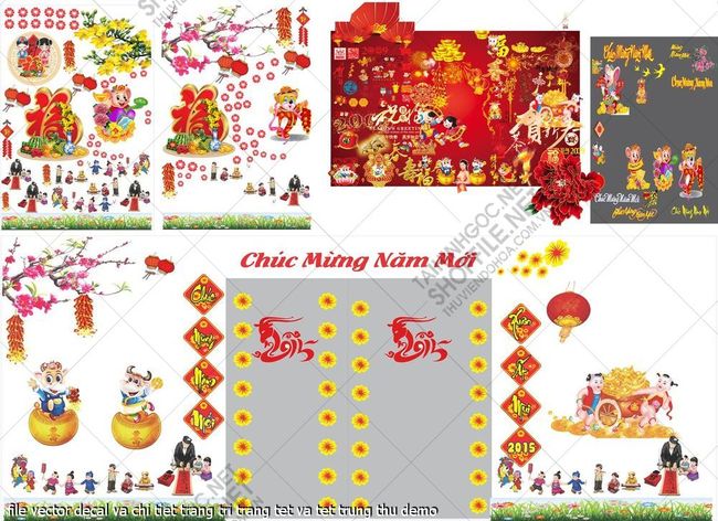 file vector decal va chi tiet trang tri trang tet va tet trung thu 